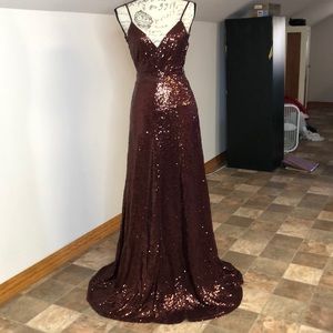 Red Sequined Prom Dress